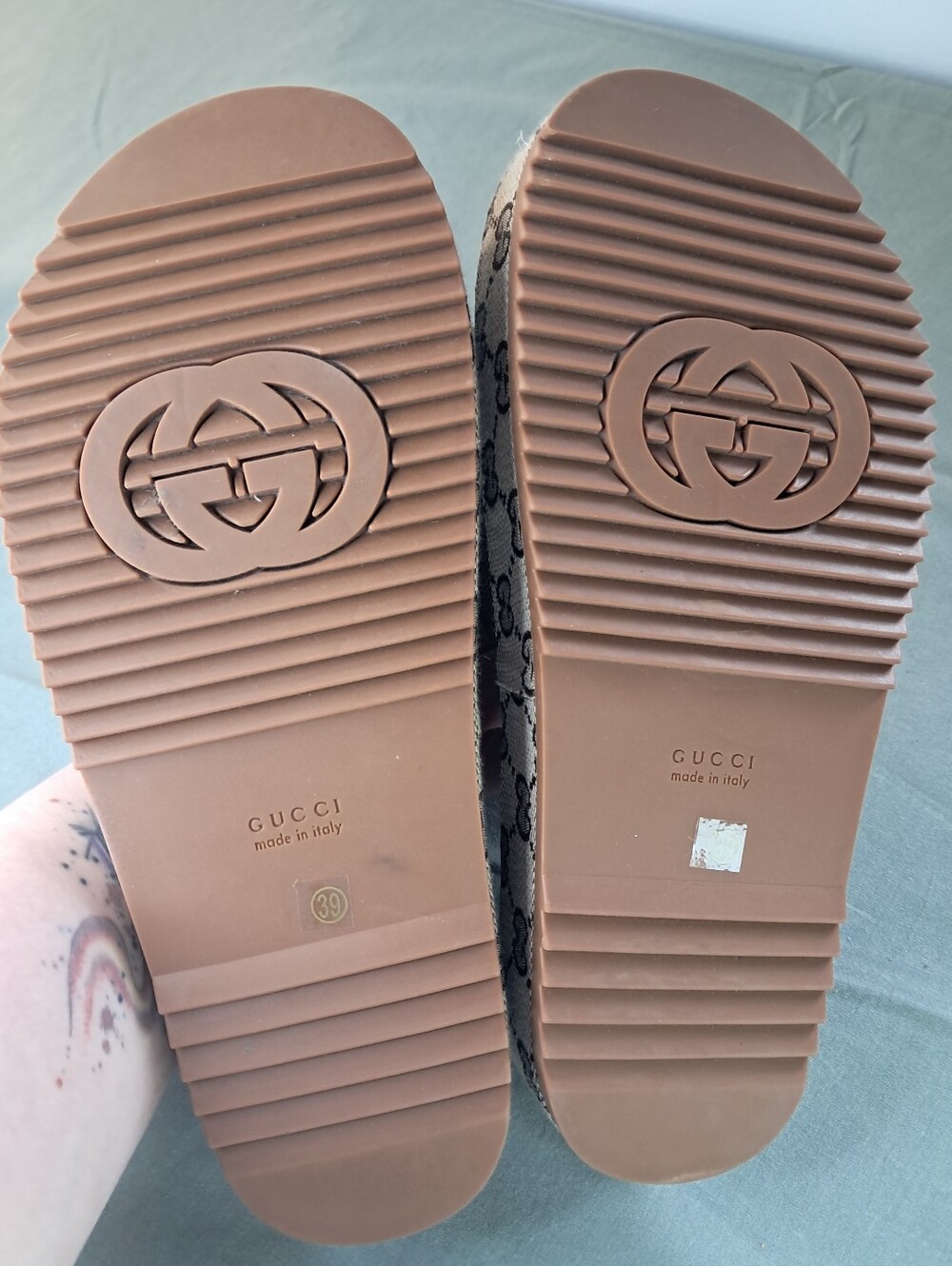 Gucci Angeline GG Platform Women's Slide Sandals US 9 EU 39 Beige/Tan - Picture 8 of 8